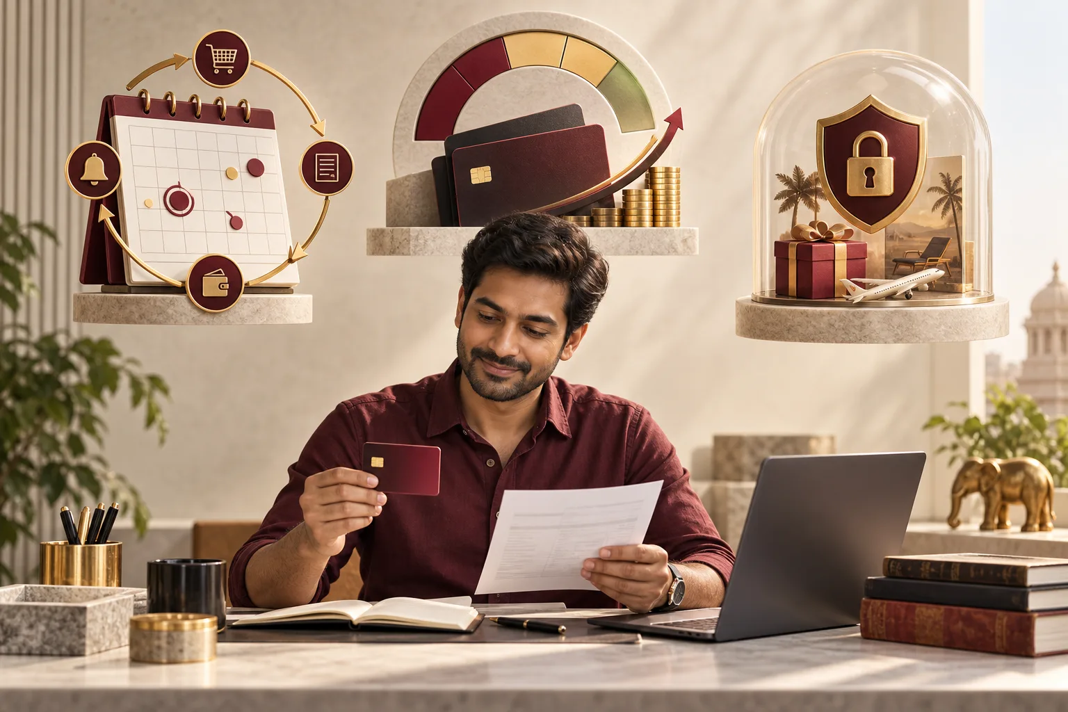 A visual credit-card system connecting payment, utilisation and safety